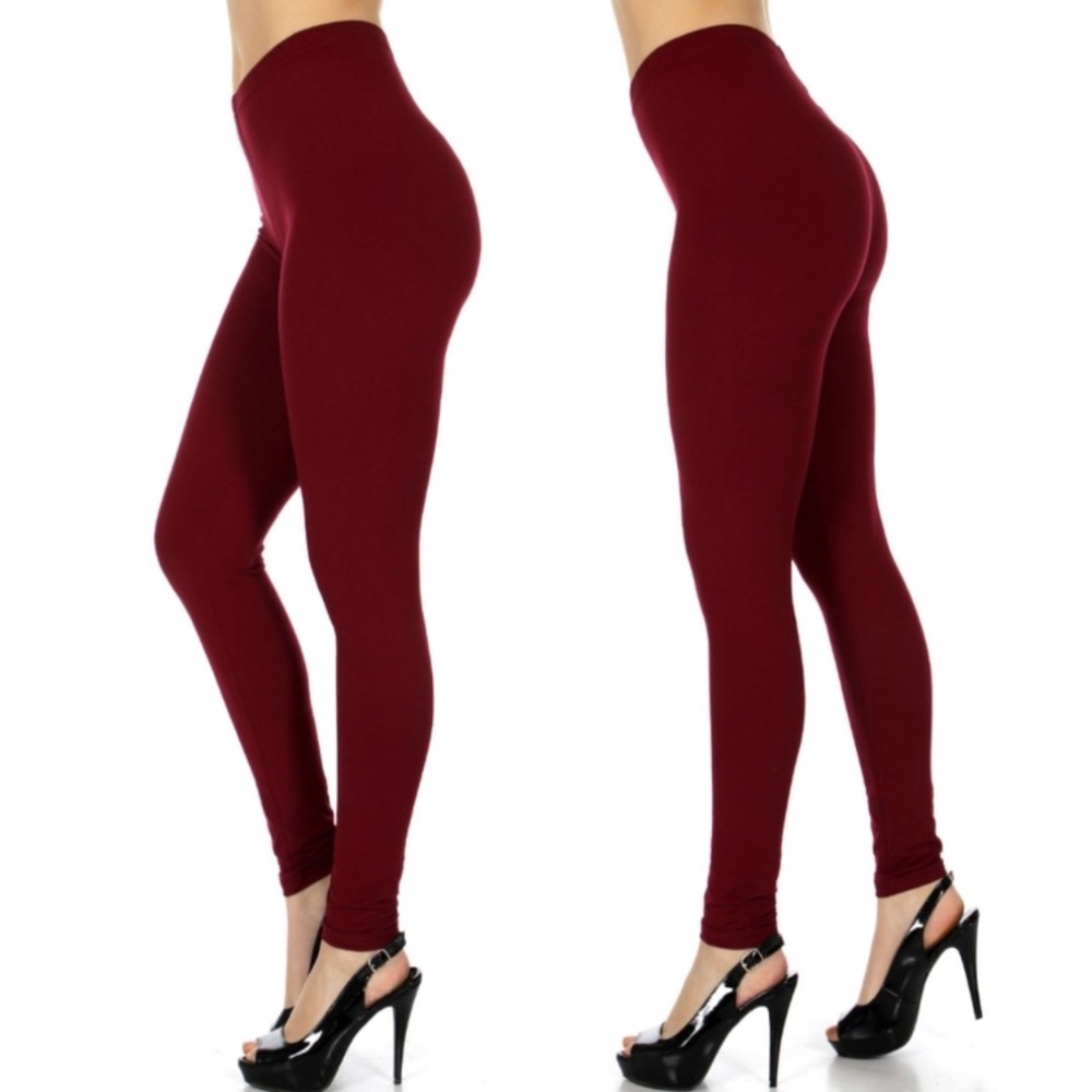 NWT New Mix Burgundy Plus Size Buttery Soft Basic leggings One Size - Picture 5 of 13